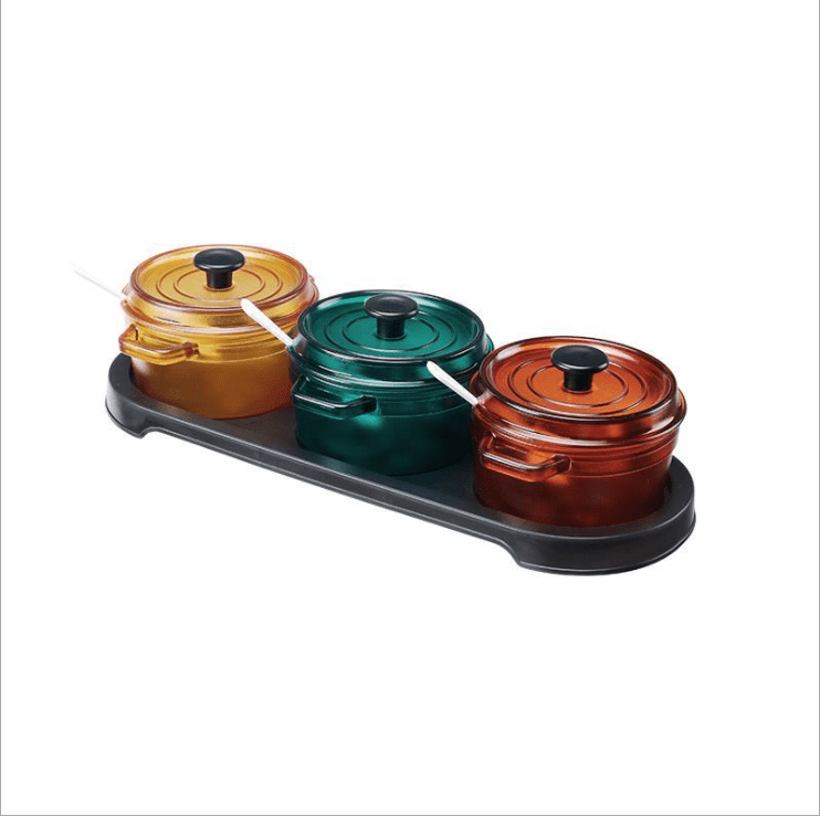 Set of 3 Decorative Condiment Container.